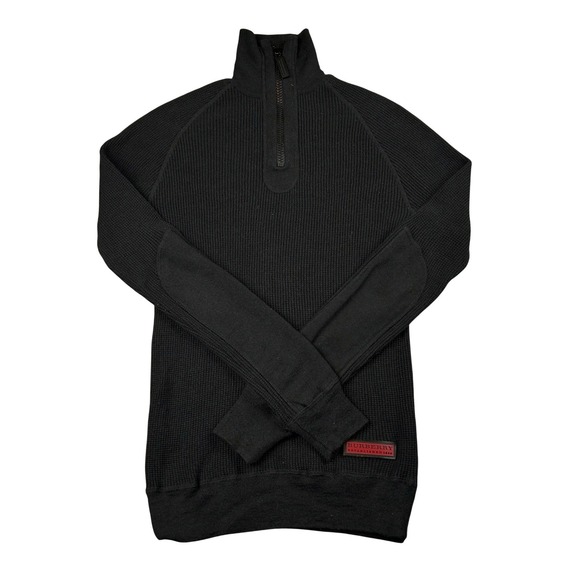 Burberry Other - Vintage Burberry Tactical Quarter-Zip Ribbed Knit Wool Sweater Black Men's M